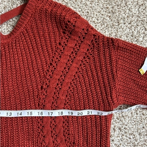 🦋 No Boundaries Burnt Orange Crew Neck Cross Back Sweater Fall Comfy Casual XL - Picture 6 of 8